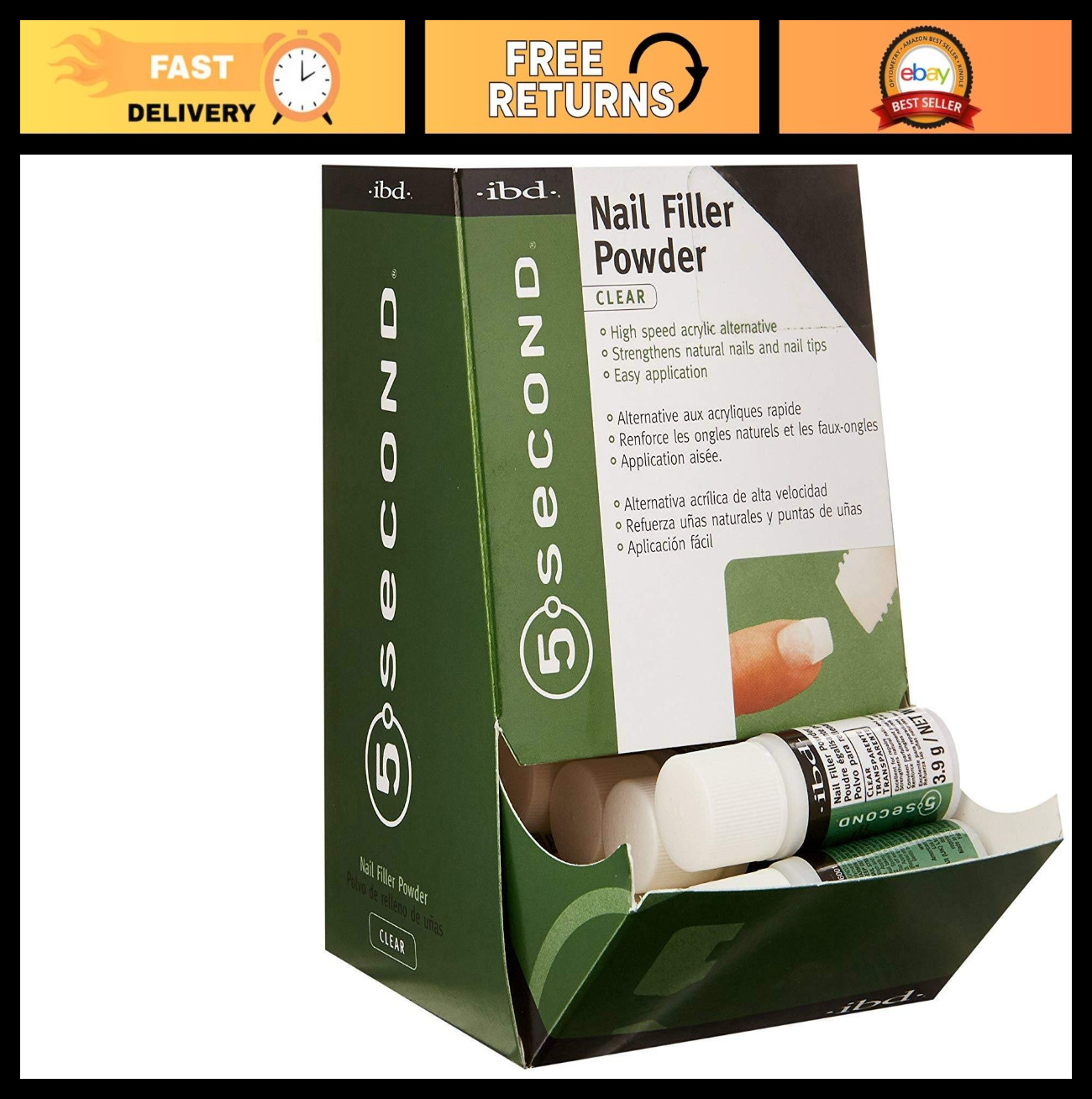 5 Second Nail Filler Powder – 12 Pack, Quick-Dry Acrylic Nail Repair & Fill