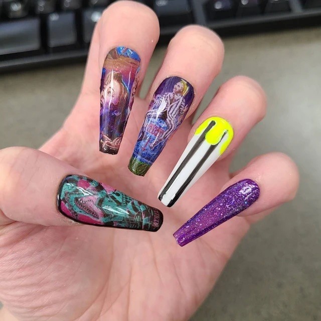 Beetlejuice Psychedelic Halloween Nail decals scary Movie Waterslide Nail art ki