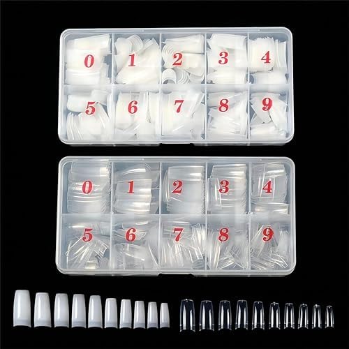 1000pcs Clear and Natural Acrylic Nail Tips,10 Size French Nail Tips For Acrylic