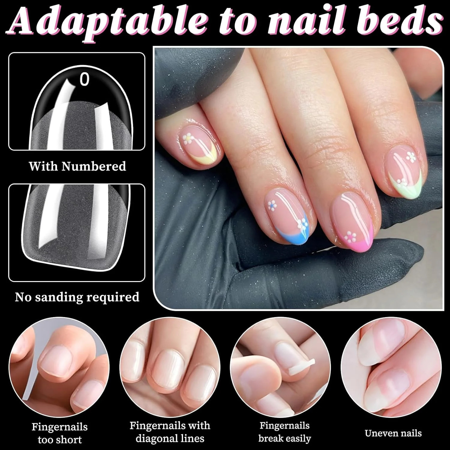 300pc Extra Short Oval Gel Nail Tips Clear Fake Nail, Clear Press on Nails Short