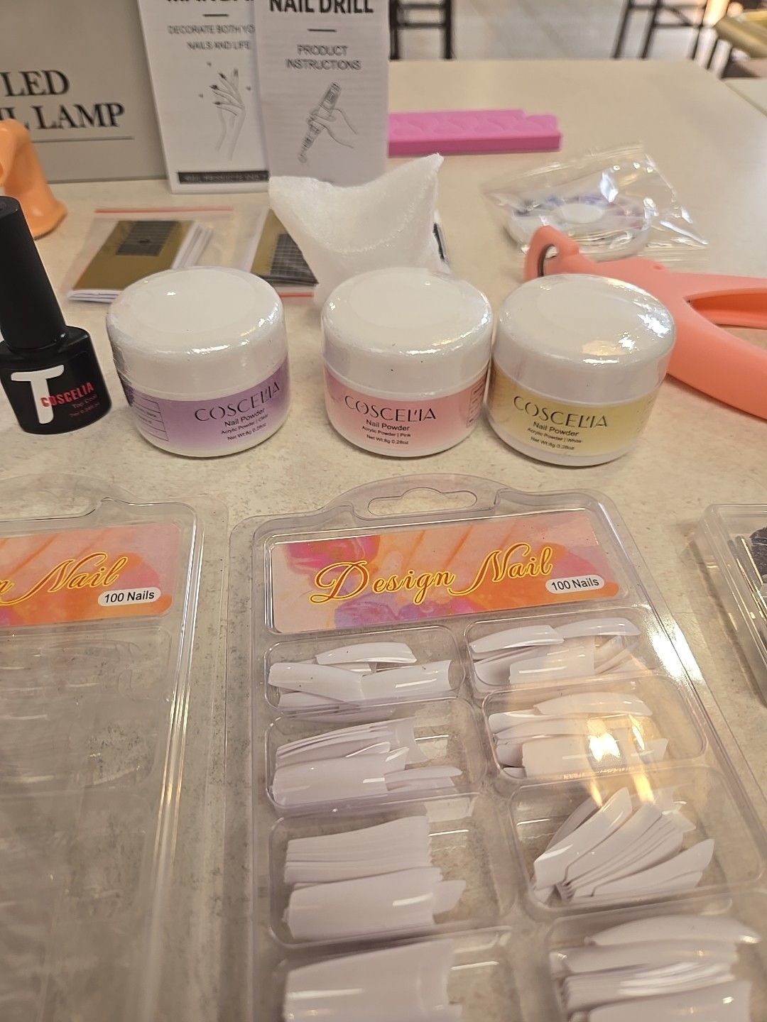 Coscelia Acrylic Nail Kit for Beginners with Drill and UV Light New!!
