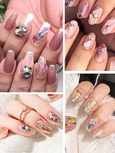 24 Grids Seashell Nail Art Nail Flakes, Irregular Abalone Seashell colorfulA