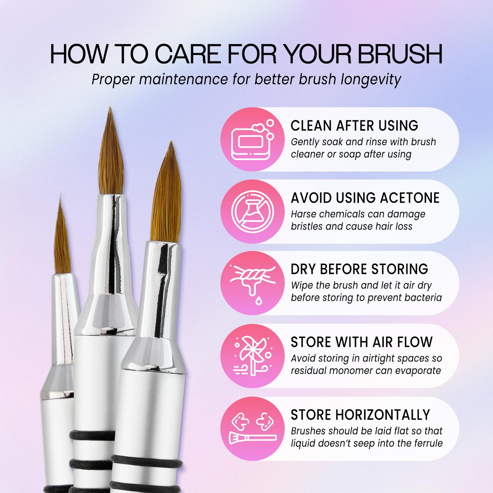 Size 5 Silver 3D Nail Art Brush with Kolinsky Bristles for Detailing