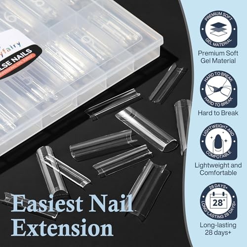 XXL Nail Tips Square 120 Pcs 12 Sizes – No C Pre-buff Square 2XL – Half cover