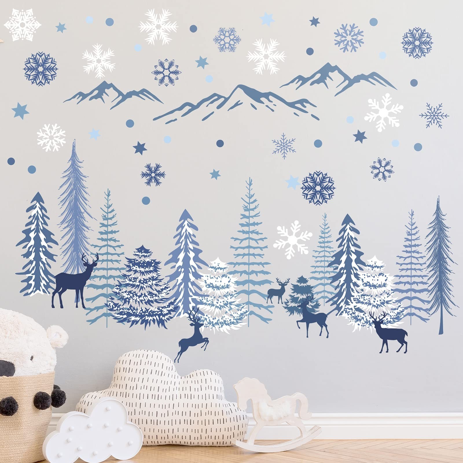Teling 8 Pieces Winter Snowflake Wall Decals Stickers Dreamy Nursery Forest W…