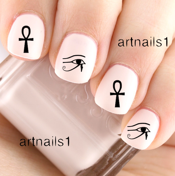 Ankh Horus Eye Egyptian Nail Art Witch Wicca Water Decals Stickers Goth Polish