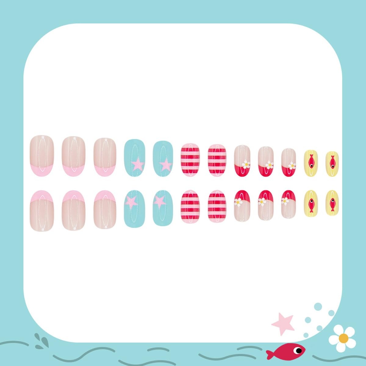 KASOICRA Short Oval French Tip Press On Nails XJXR6 Medium