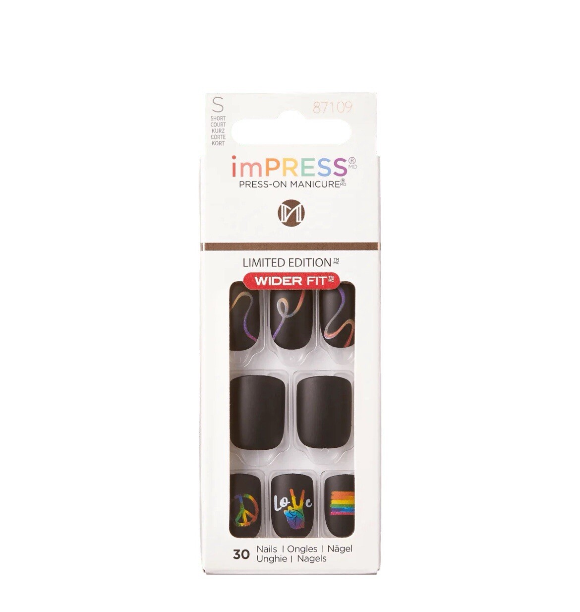 imPRESS Press On Nails – Limited Edition – New – Black – Short – Wider Fit