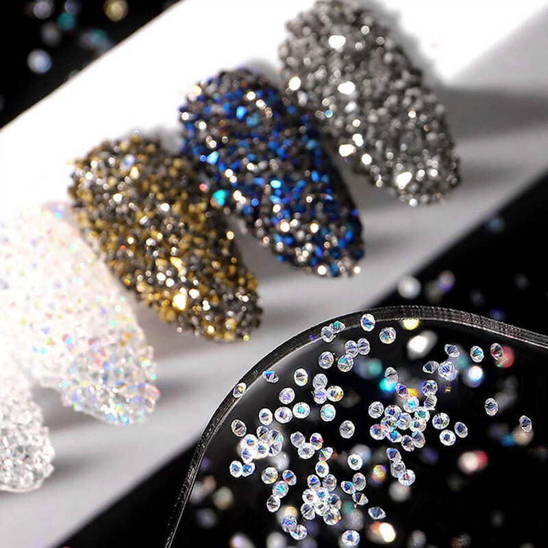 3000 Pcs Crystal Pixie 3D Nail Art Gems Micro Zircon 1.1mm Mini Rhinestones DIY