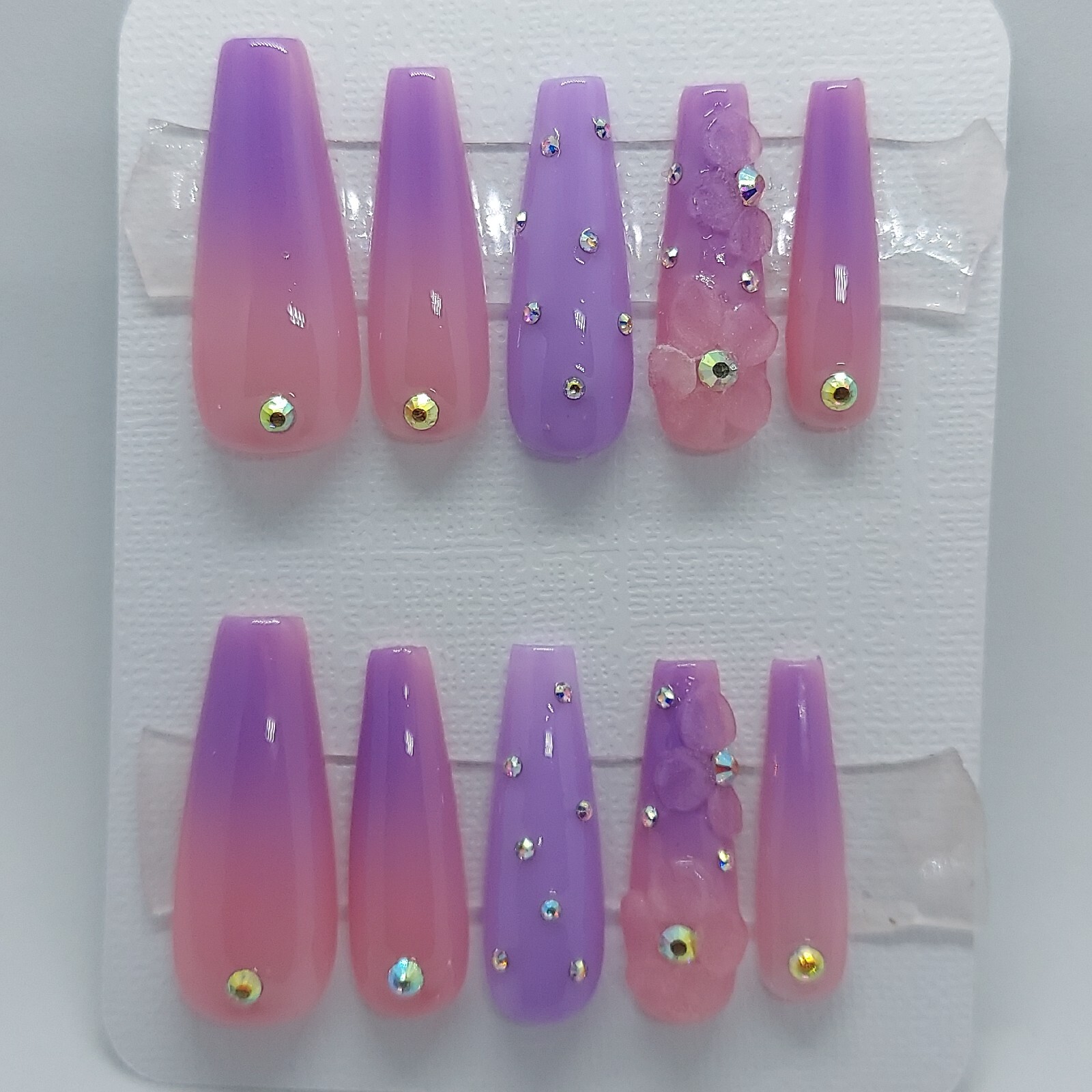 Purple Nails Purple Ombre Nails 3D Floral Nails Purple Bling Nails