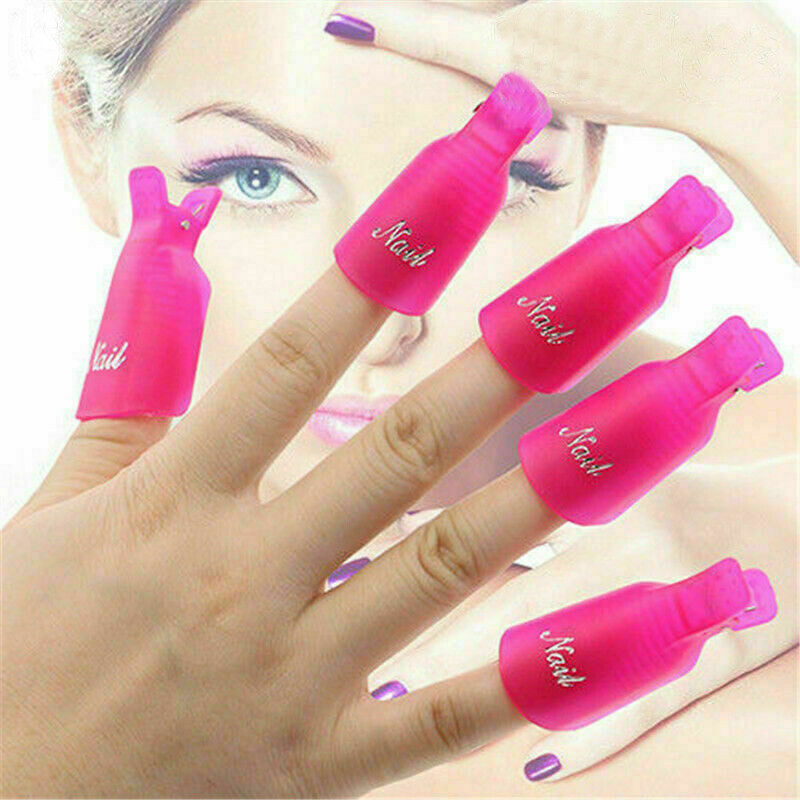 10pcs Pink Plastic Nail Art Soak Off Clip Cap Tenderly Remove ExternalDecoration