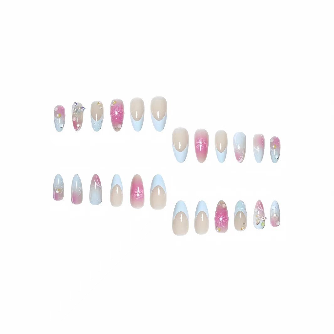 Pastel Blue Butterfly Nail Art Tips Ins Style Wholesale From Factory
