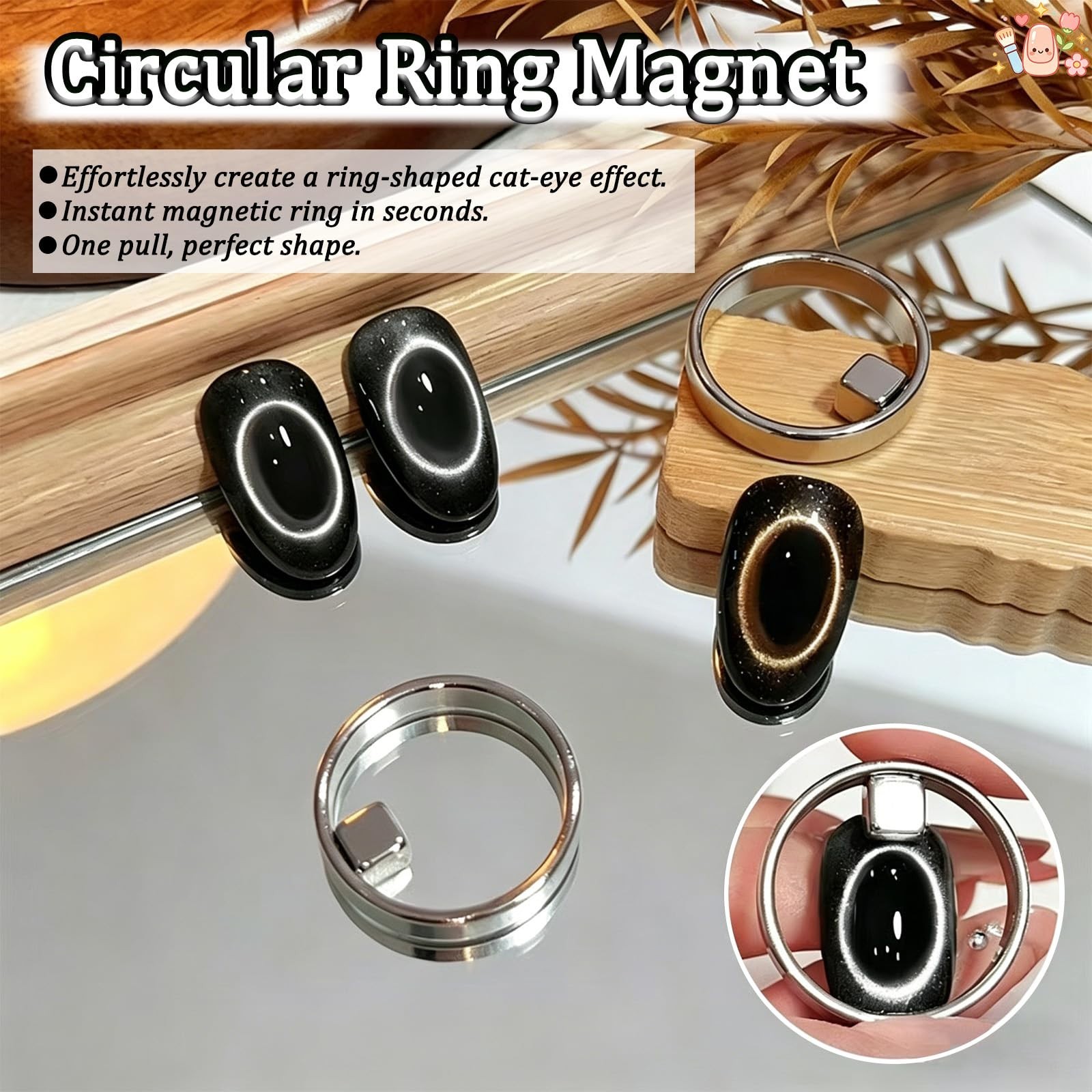 Ring-Shaped Cat Eye Magnet for Nails, Y & Rings Magne, Home Salon DIY Manicure