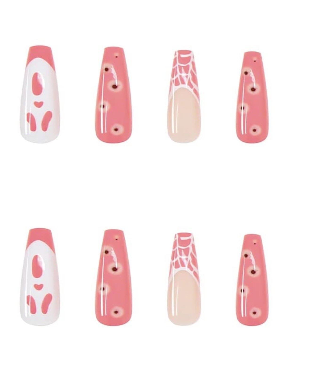 Pink Ghost Face Halloween Gel Nails Scream DIY Kit 24 Nails Easy Application New