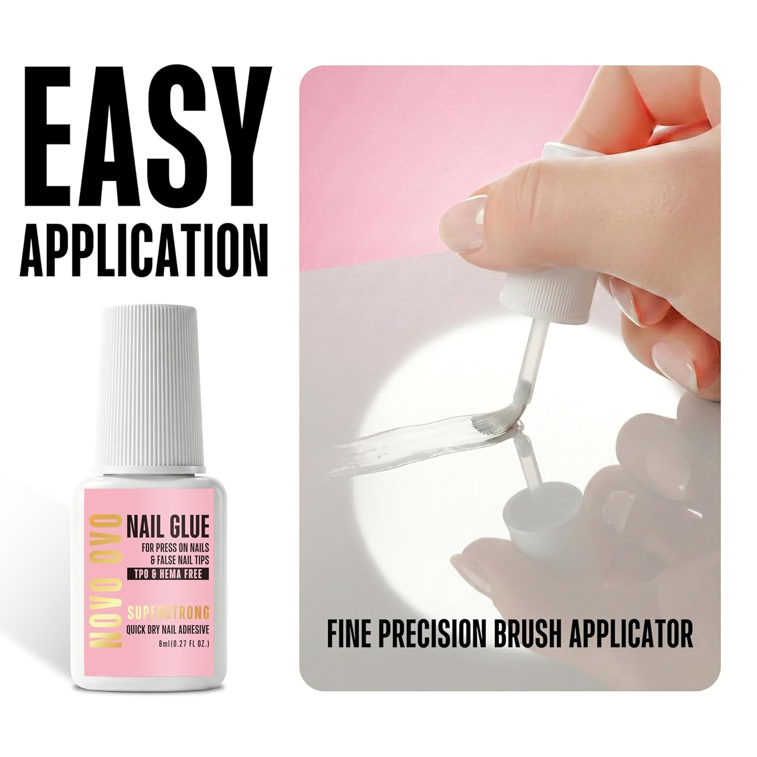 Super Strong Nail Glue for Press on Nails & False Nail Tips (8Ml 0.27 Fl Oz) – T