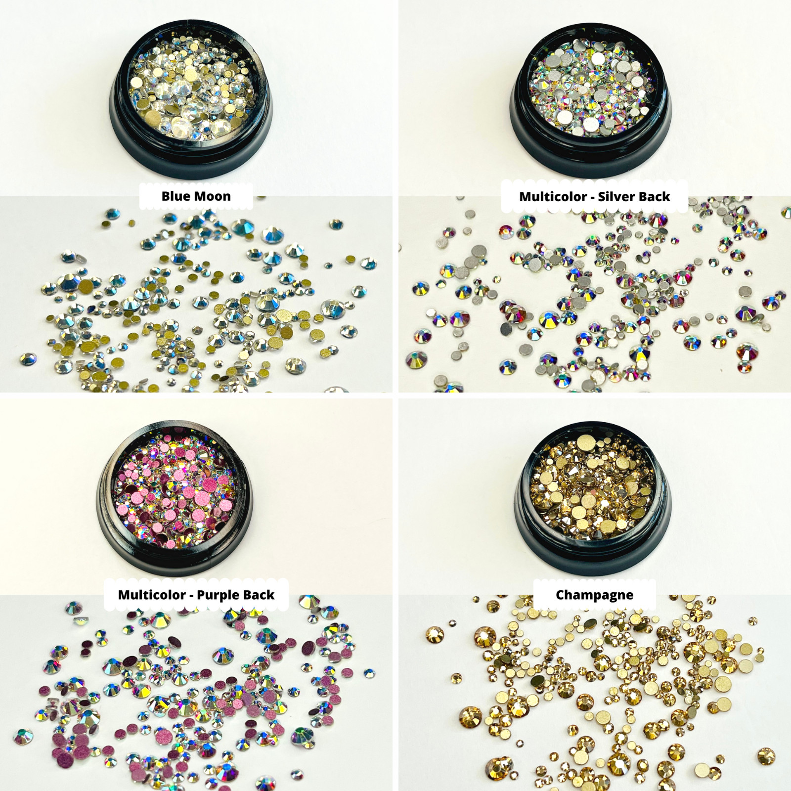 Rhinestones Blue Multi Champagne AB Crystal Nail Art Charms Flatback 1440pcs