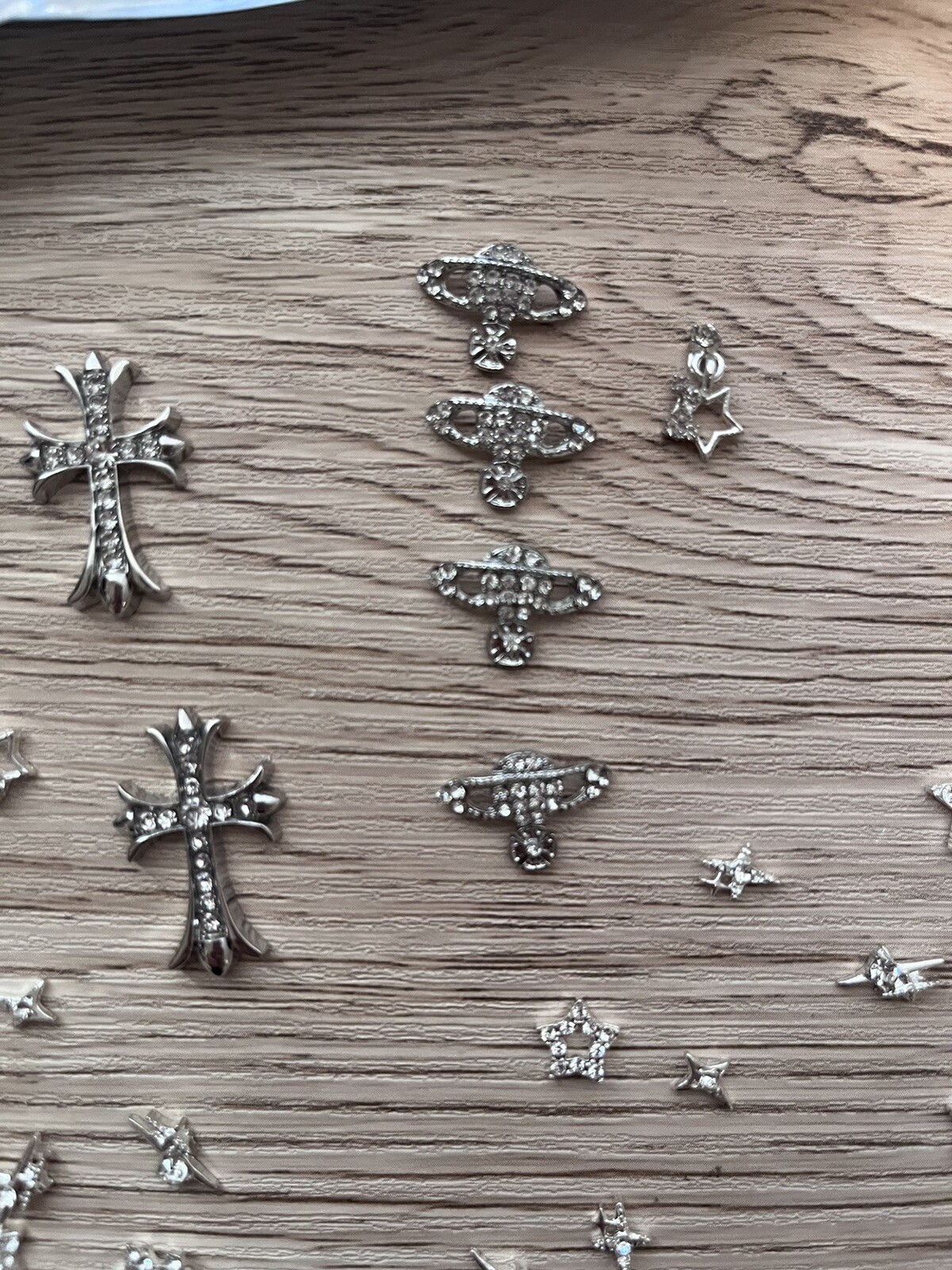 42PCS 3D Star Nail Charms and Gems Silver Tone, Rhinestones for Nails NEW