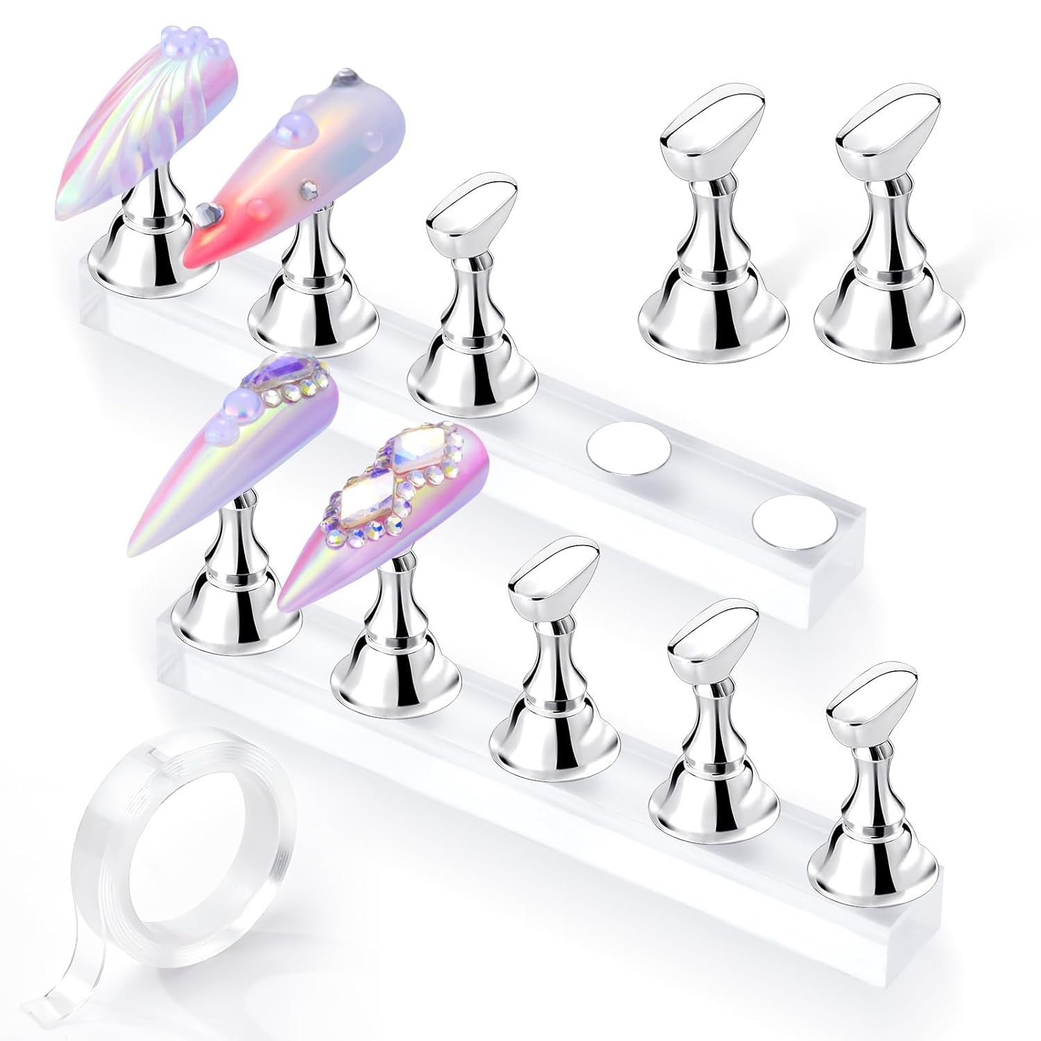 Beginner Friendly Acrylic Nail Art Holder with Magnetic Stability & Tape Support