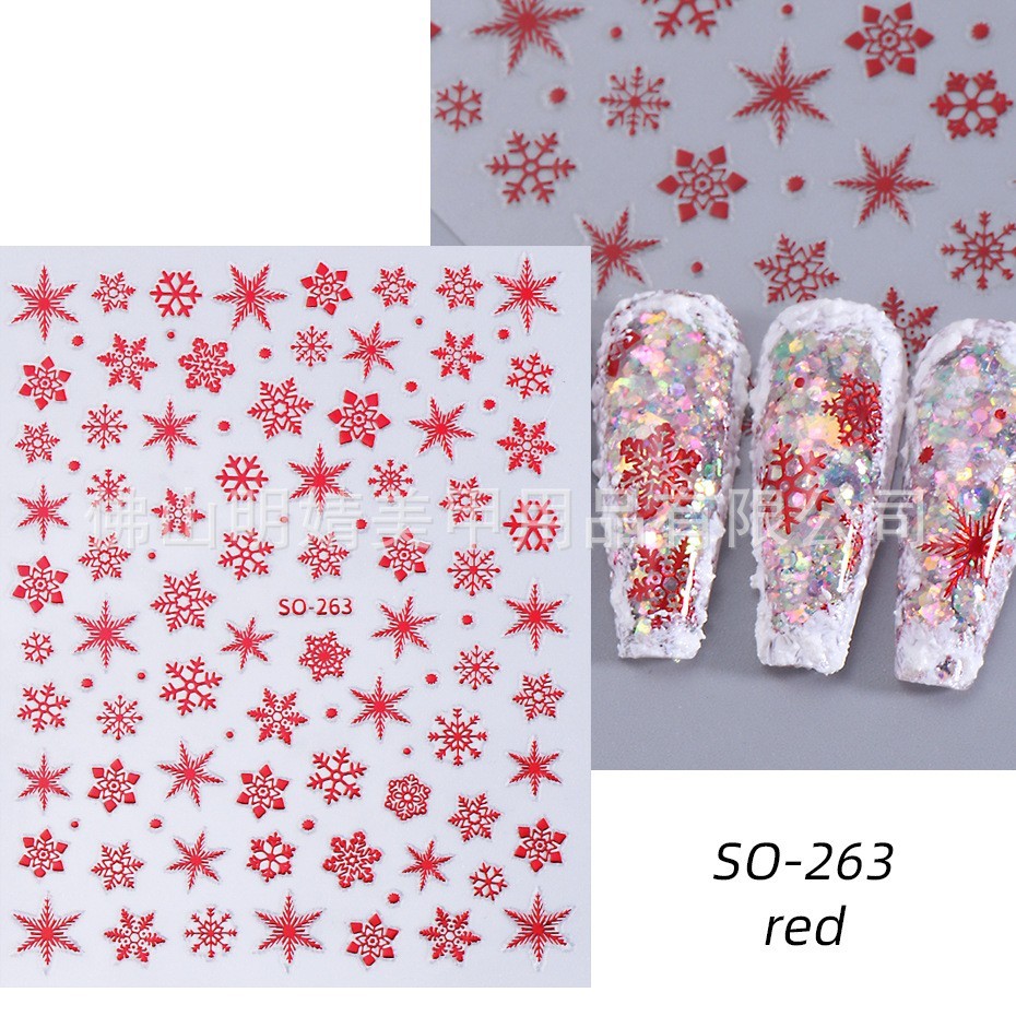 5Pcs Snowflake Star Christmas Nail Sticker Elegant Fashion Slide Decoration NH27