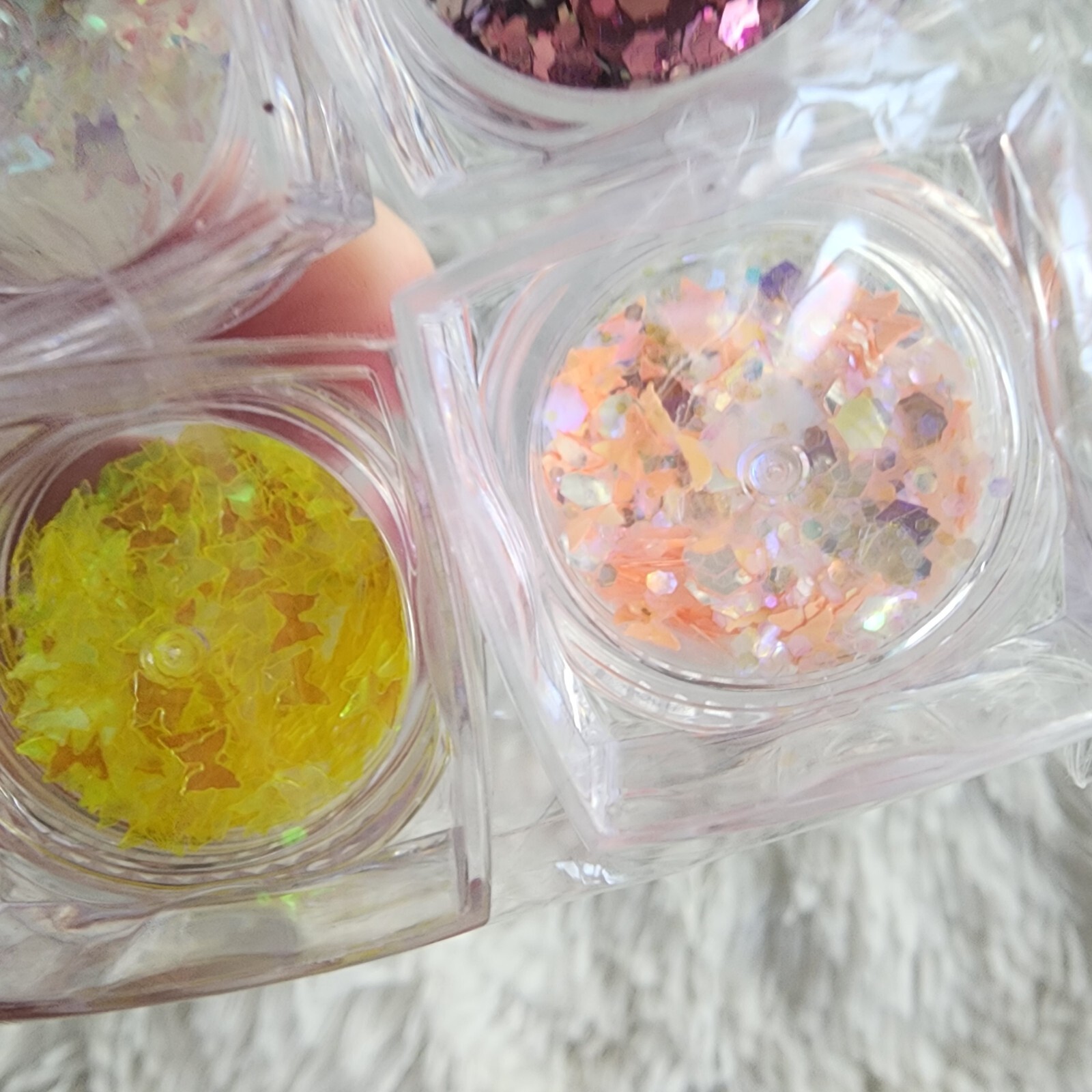 Nail glitter and stickable rhinestones butterfly glitters new and sealed
