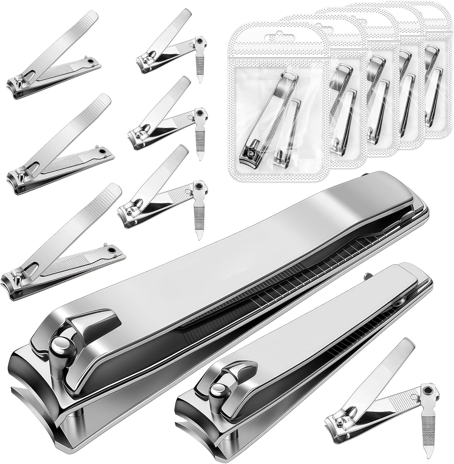 Large Finger Nail Clippers Adult 3.15 Inch,10-Piece Toe Nail Clippers Bulk for