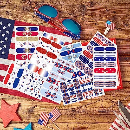 8 Sheets 4th of July Independence Day Nail Wraps Nail Independence Day-1