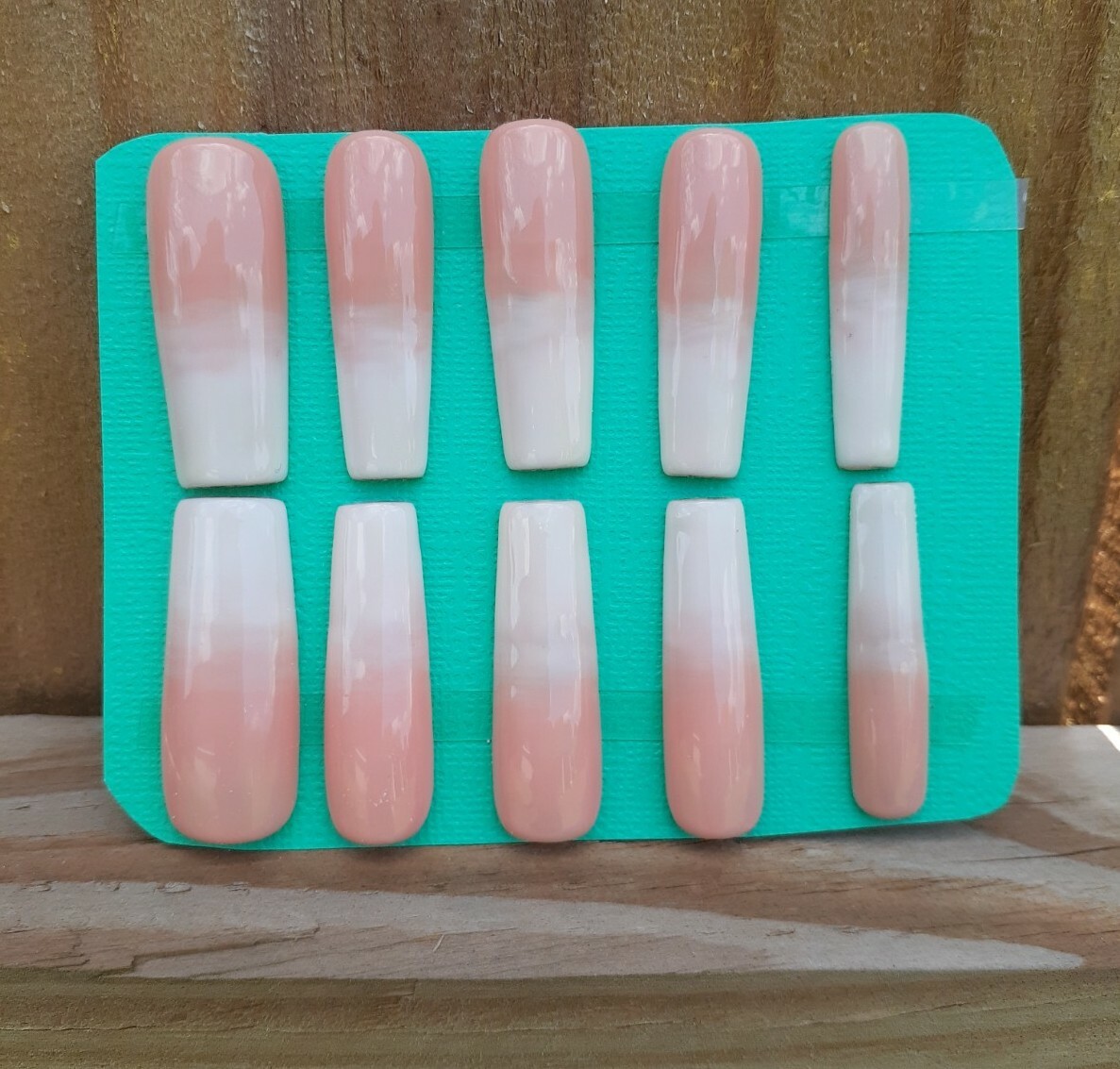 Babyboomer White Ombre Press on Nails, Nude Natural Nails, Classic Nails