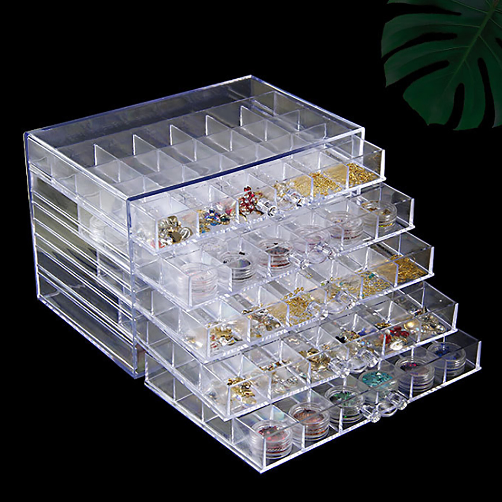 5 Layers 120 Grids Nail Art Supplies Display Case Organizer Nail Art Storage Box