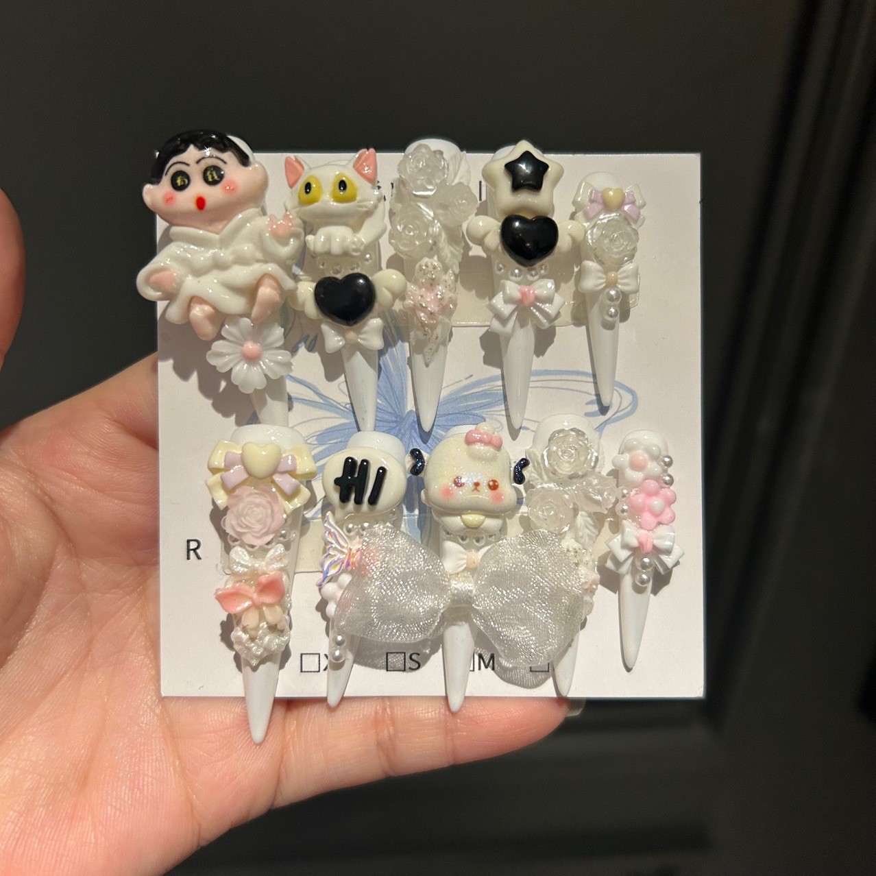 Cute My Melody Handmade Press On Nails Lovely Cartoon Nail Art Tips