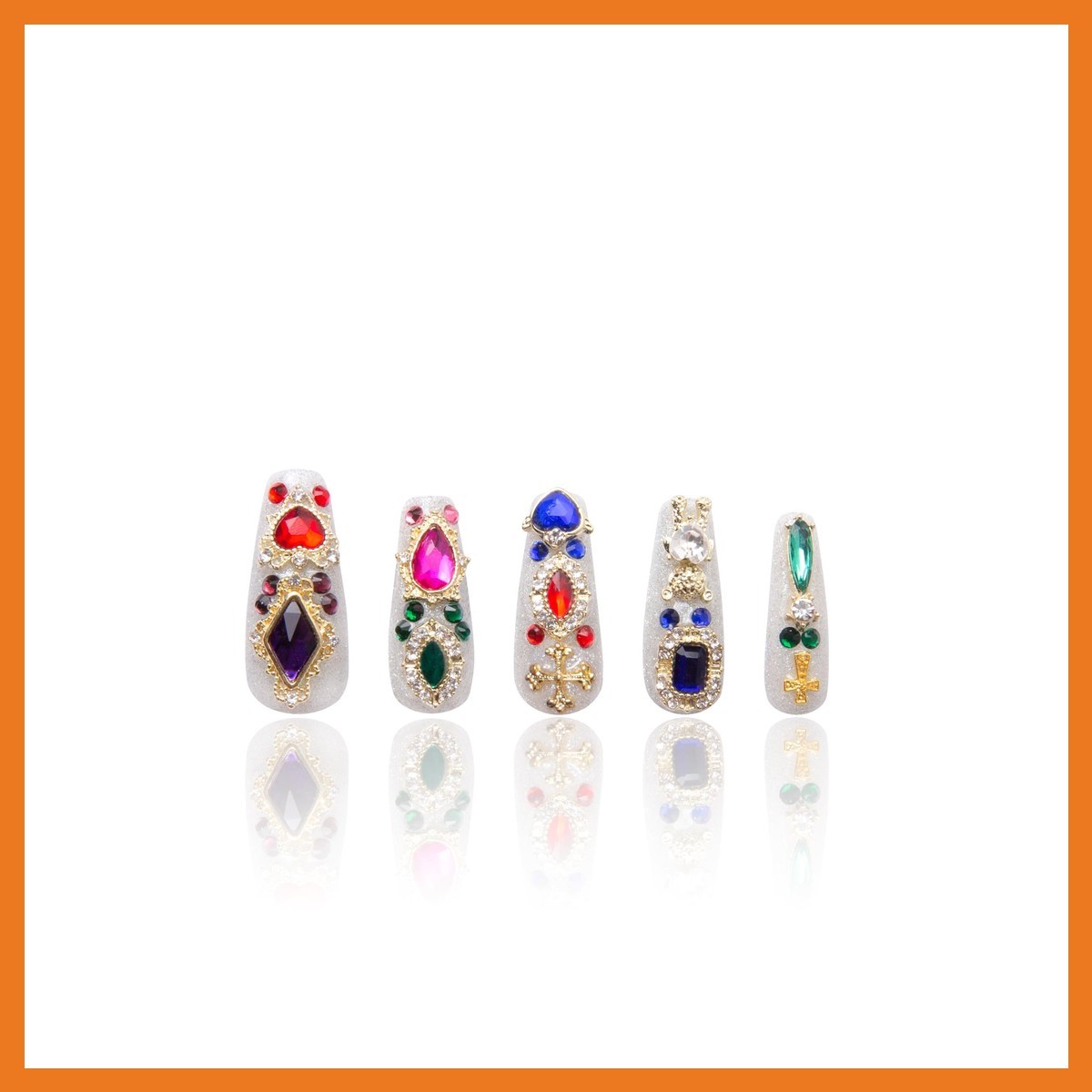 LOVFUL Press On Nails Treasure Trove Rhinestone Handmade Full Covered Crystals