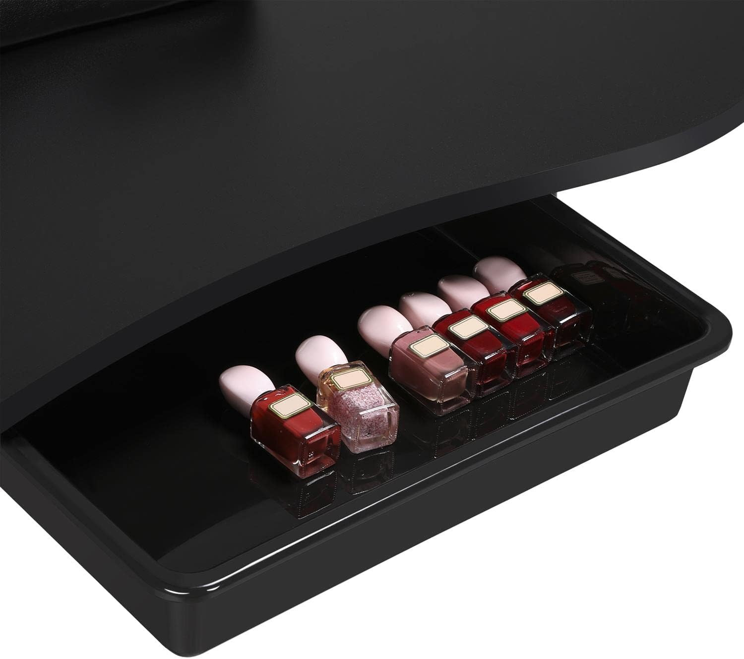 37″ Foldable Manicure Nail Table Portable with Wheels, Black | MDF Tabletop & Ir