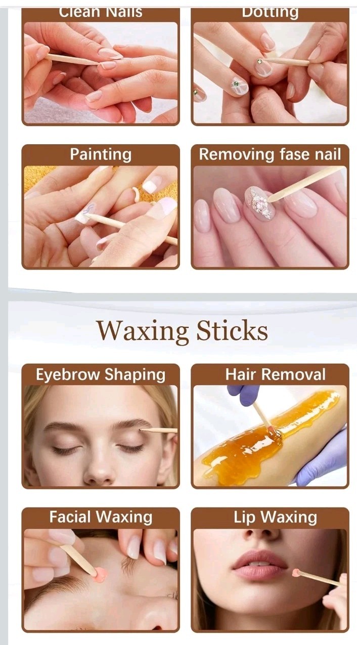 180PCS Orange Sticks for Nails 4.5 Inch Wooden Cuticle Pusher & Remover Set