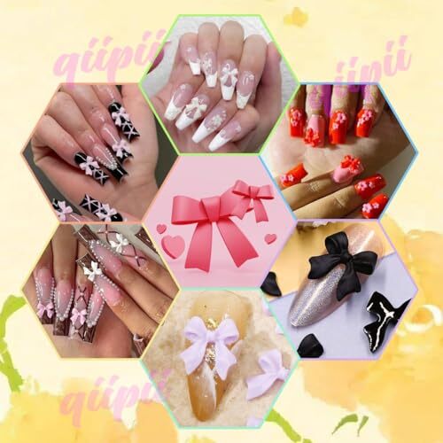 5 Styles Bow Nail Charms 3D Sky Blue Creamy White Red Grey Mix Bows-Color(B)