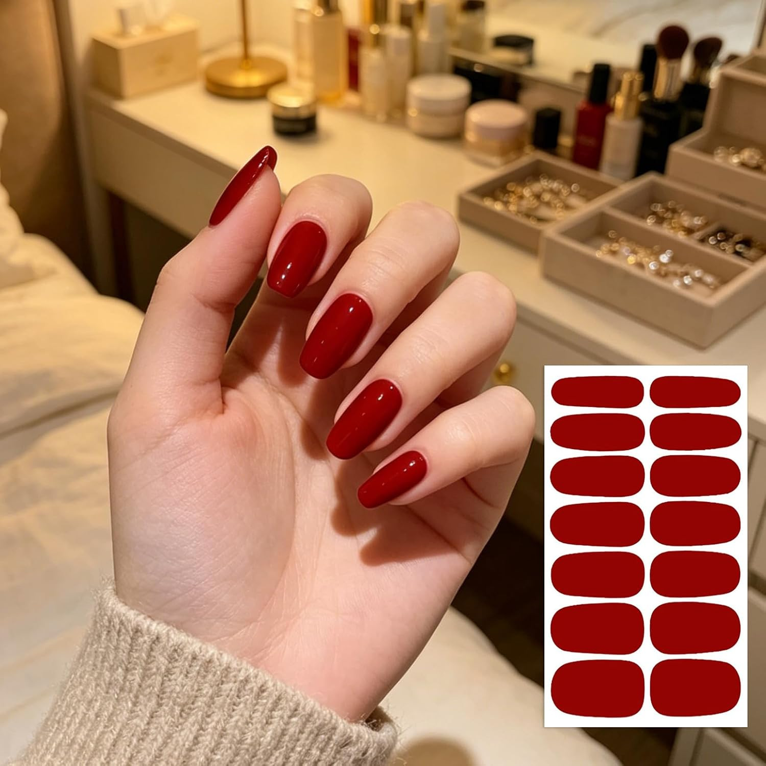 20 Sheets Dark Solid Color Series Nail Polish Strips Stickers with Nail File Sel