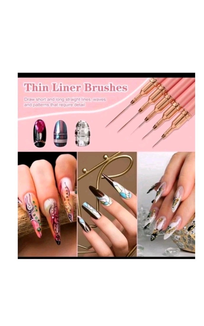5-Piece Nail Art Liner Brushes Set – Nail Art Fine Brush Nail Dotting Drawing