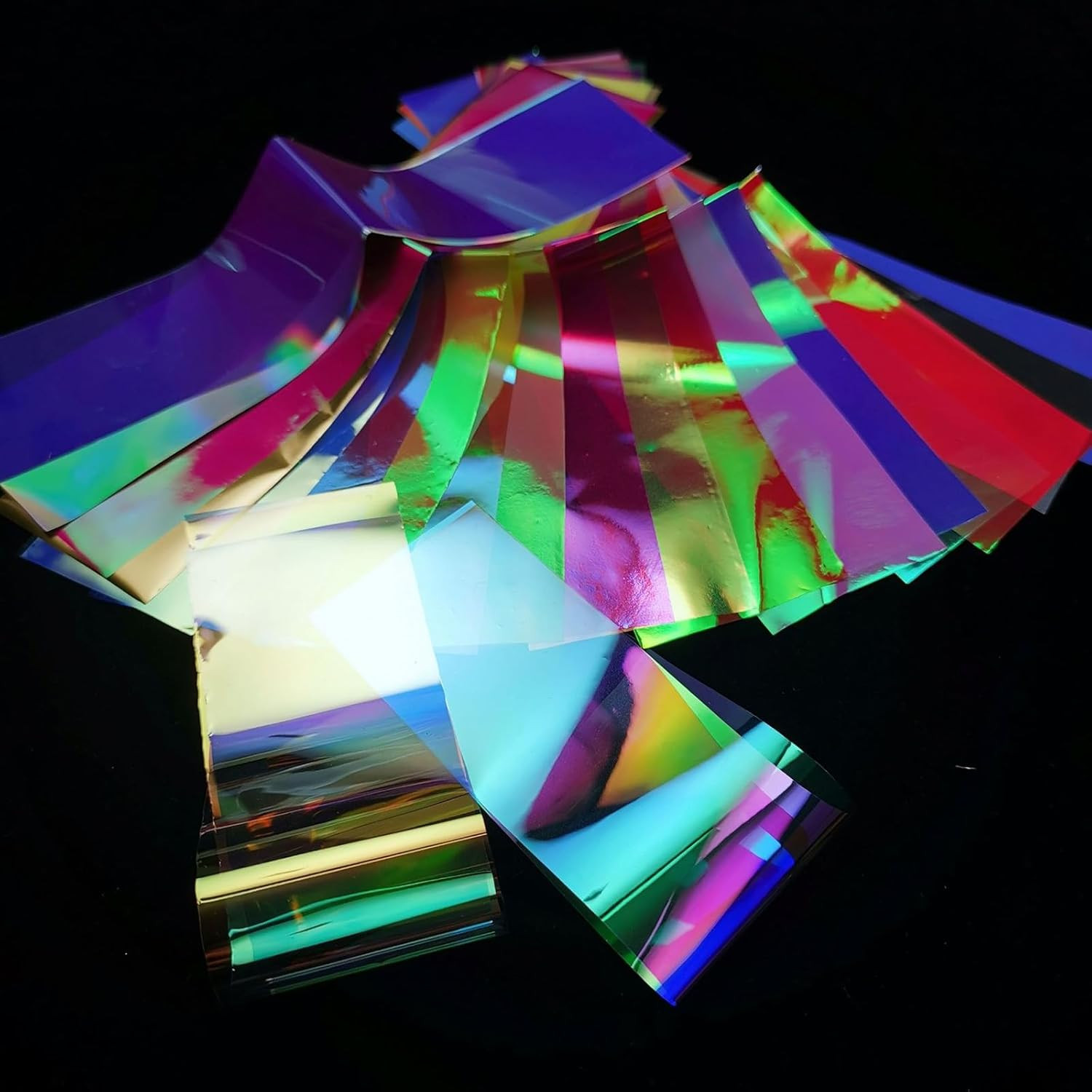 20 Sheets Iridescent Cellophane Nail Foil Glass Broken Sheet Holographic Foils A