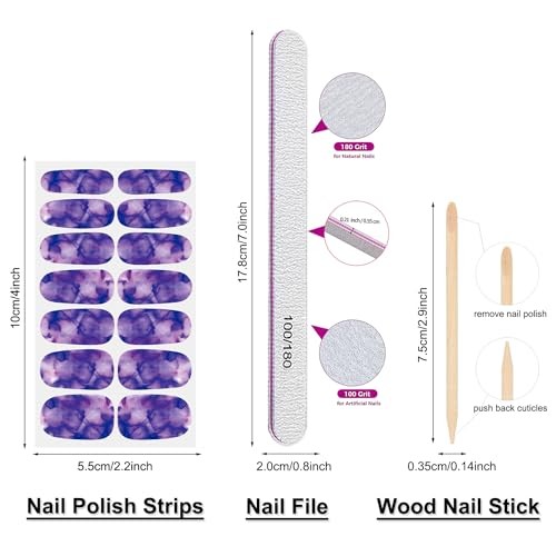 12 Sheets Iridescent Nail Polish Stickers Full Nail Wraps Iridescent Marble