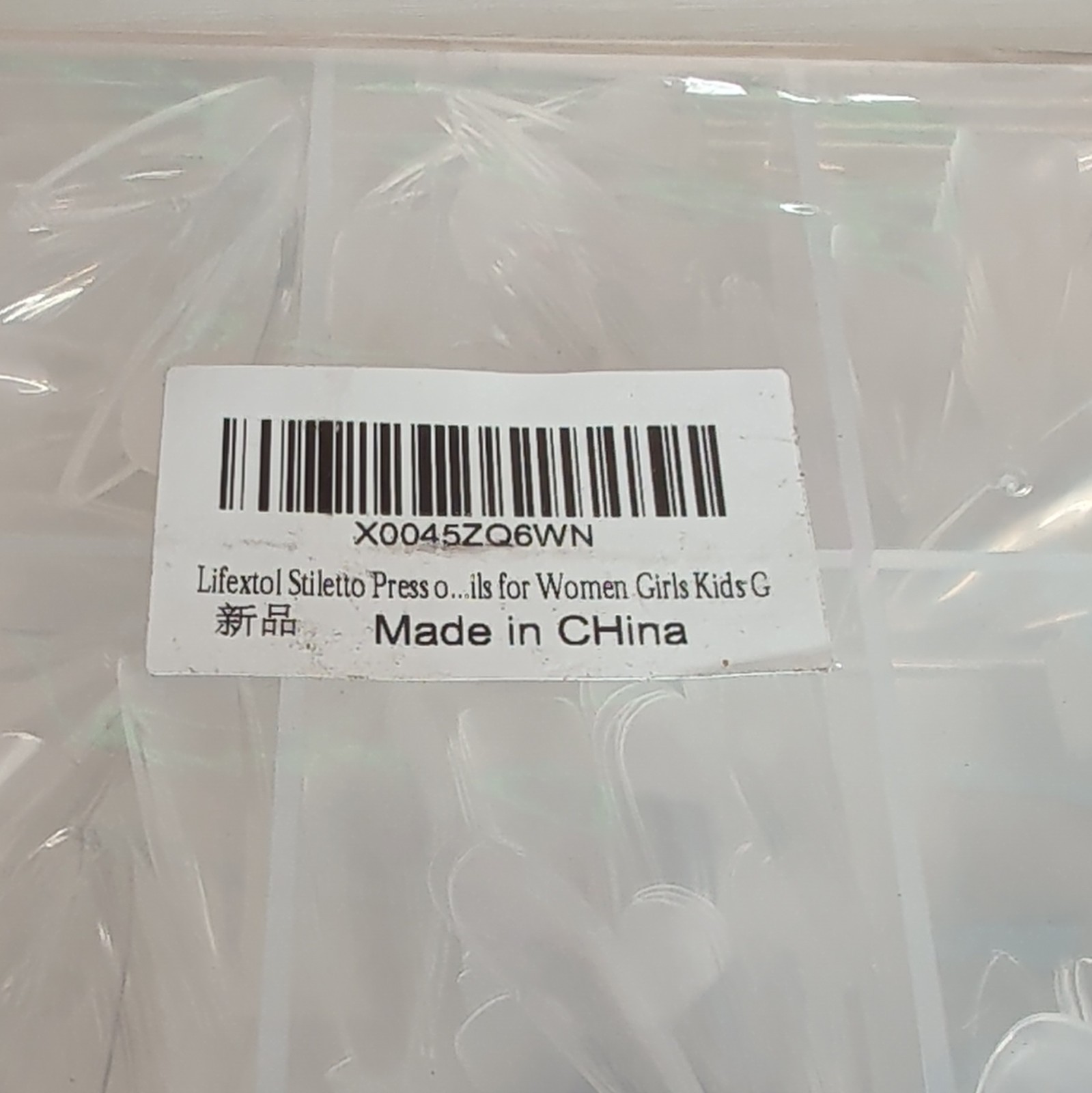 Lifextol Clear French Full Cover Stiletto Nail Tips Long Plastic
