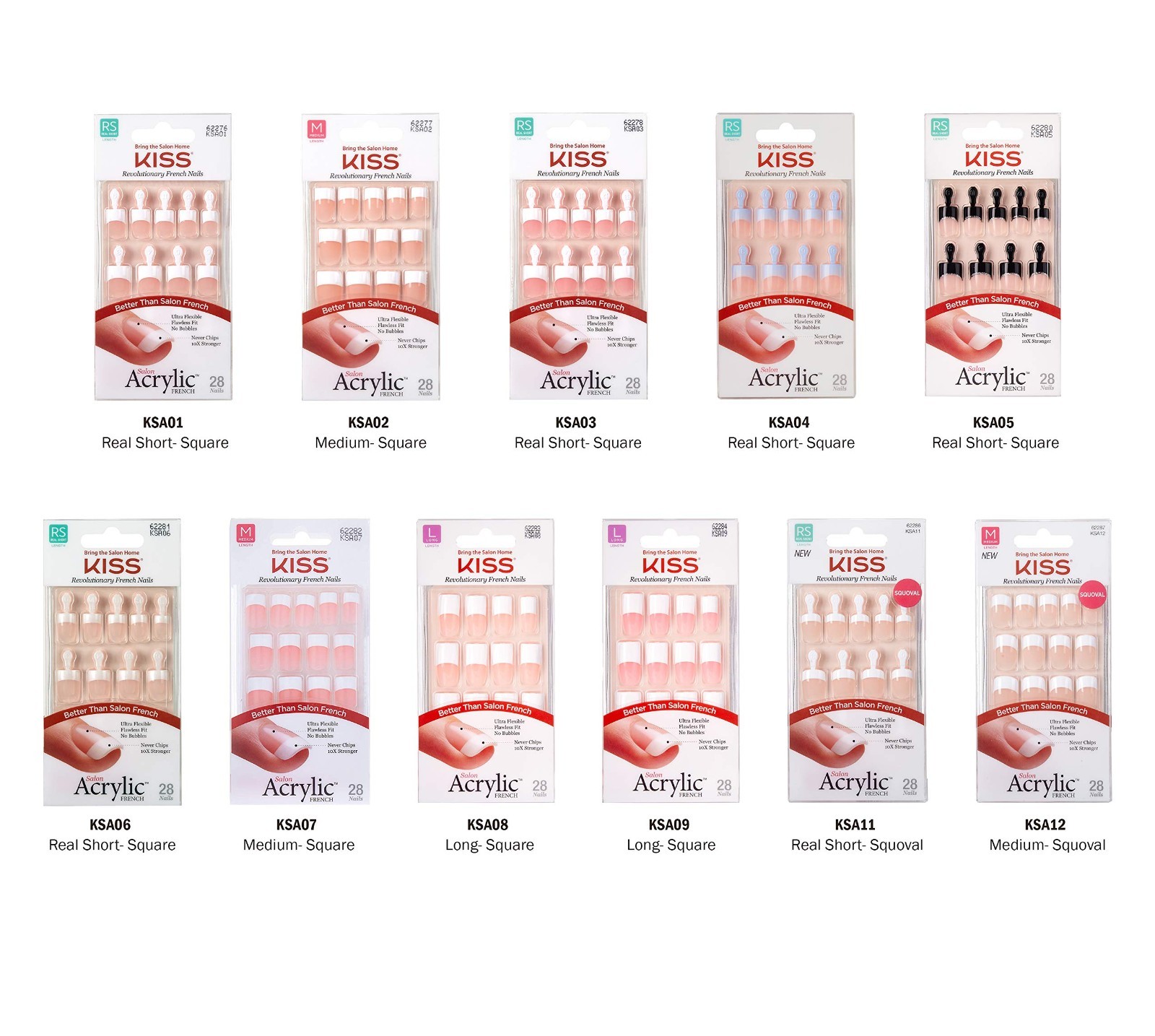 Acrylic French Nail Kit – Long Length, 2 Pack, Easy Application, Salon Quality