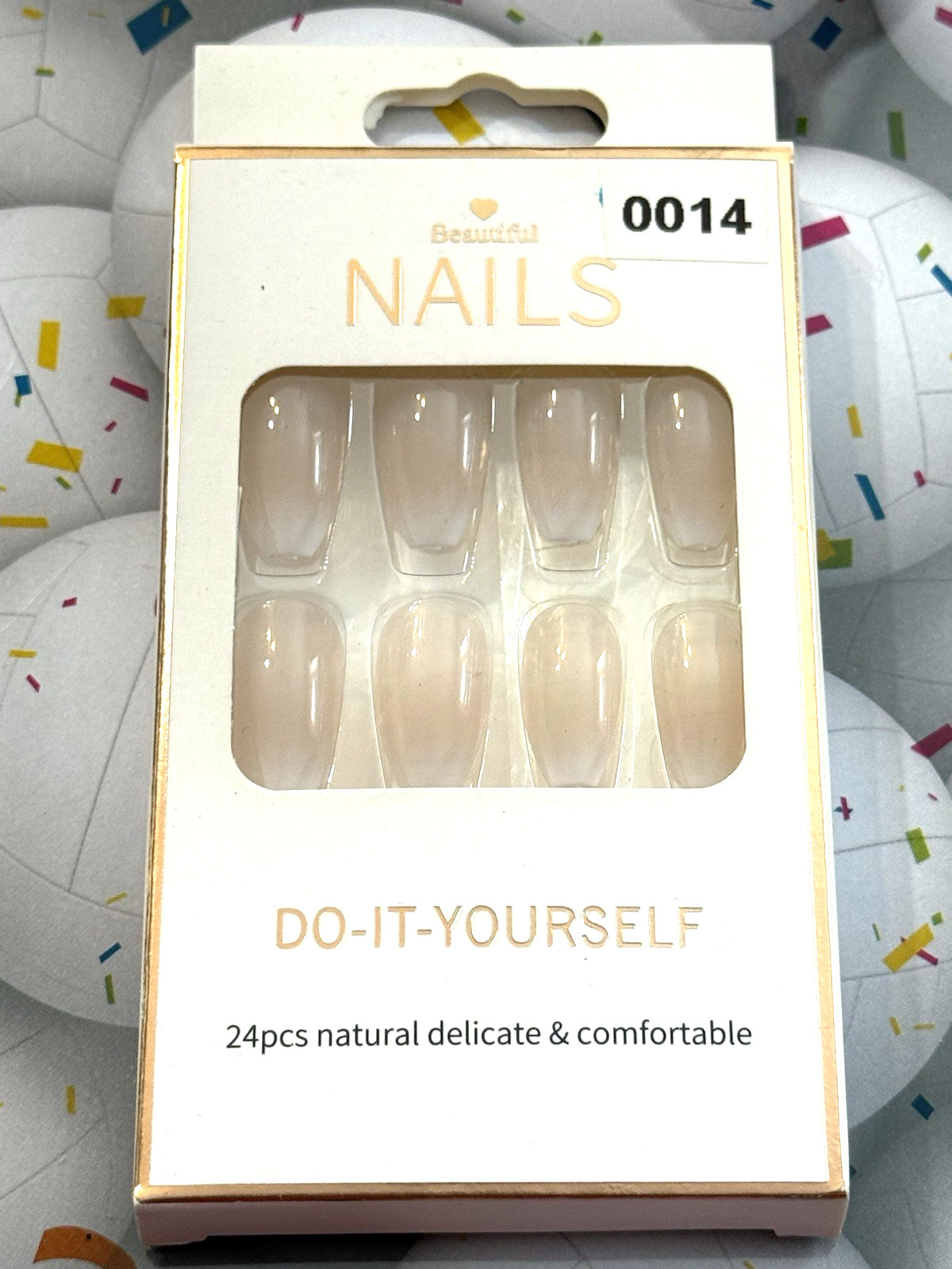 Beautiful Nails Do It Yourself NUDE to WHITE OMBRÉ Short Ballerina Press On Mani