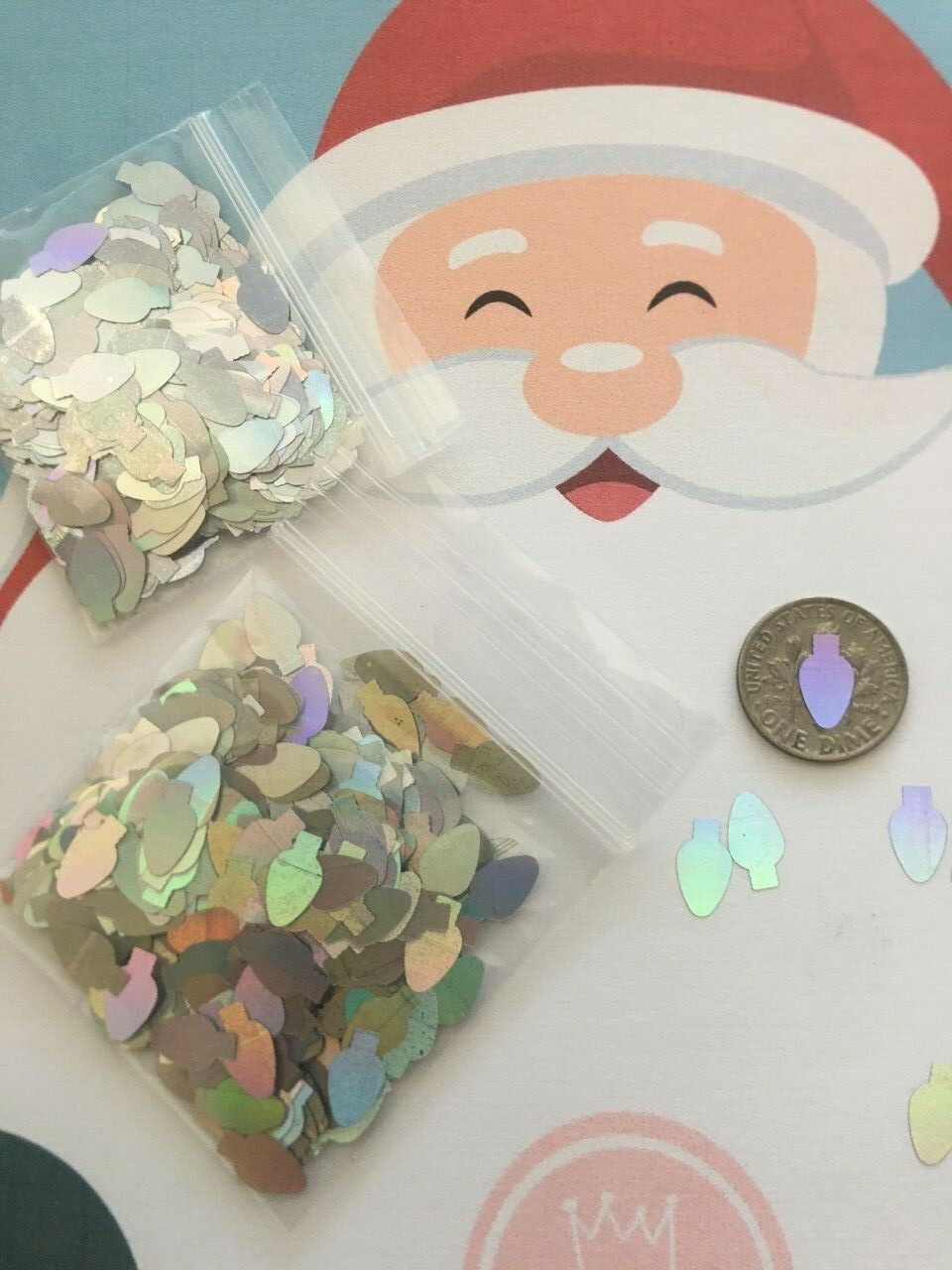 HOLO CHRISTMAS Light Blub Shape (Silver) Glitter 10mm Nail Art Face CraftsDIY-US