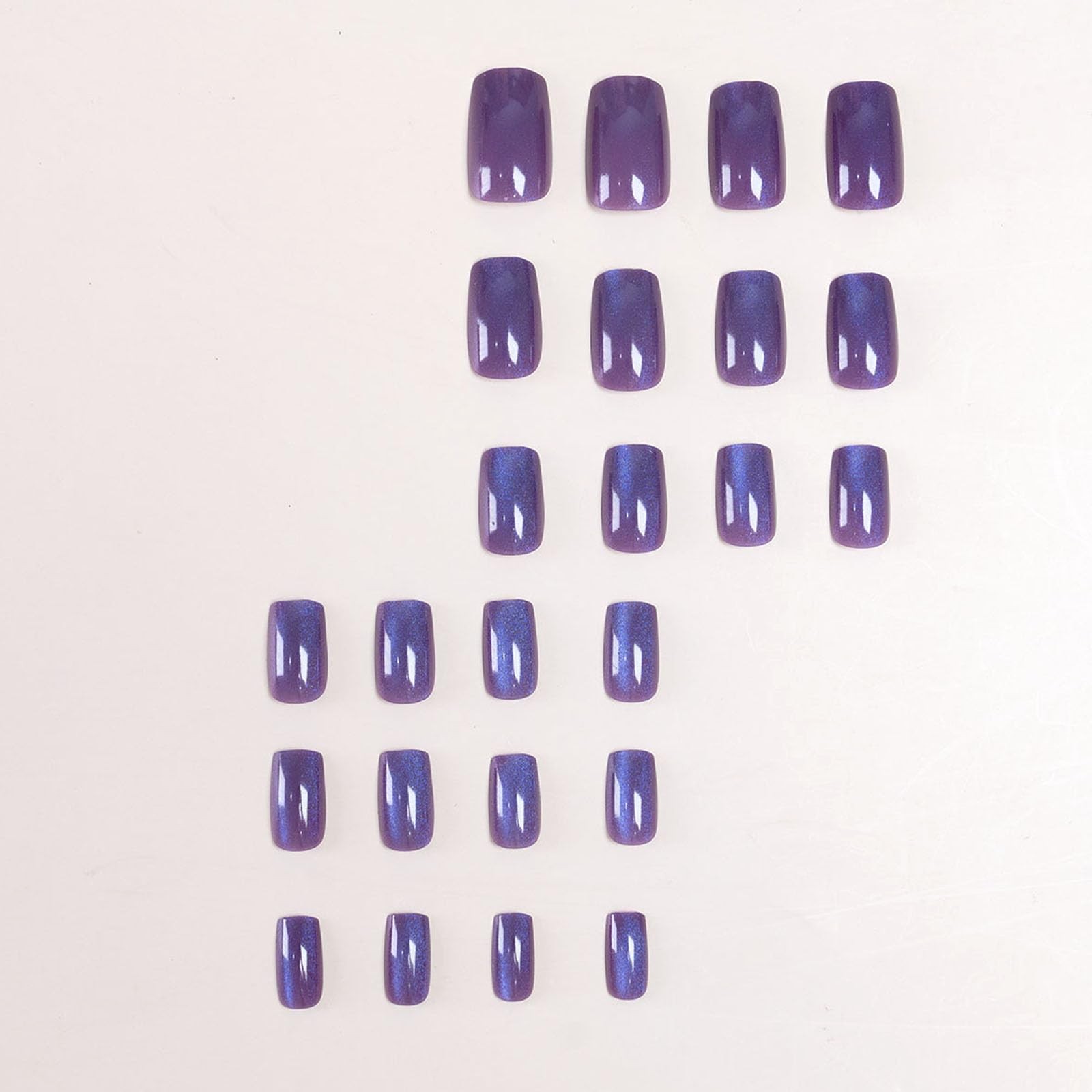 Dark Purple Press on Nails Mediumt Square Fake Nails Cat Eye Acylic Nails Gel…