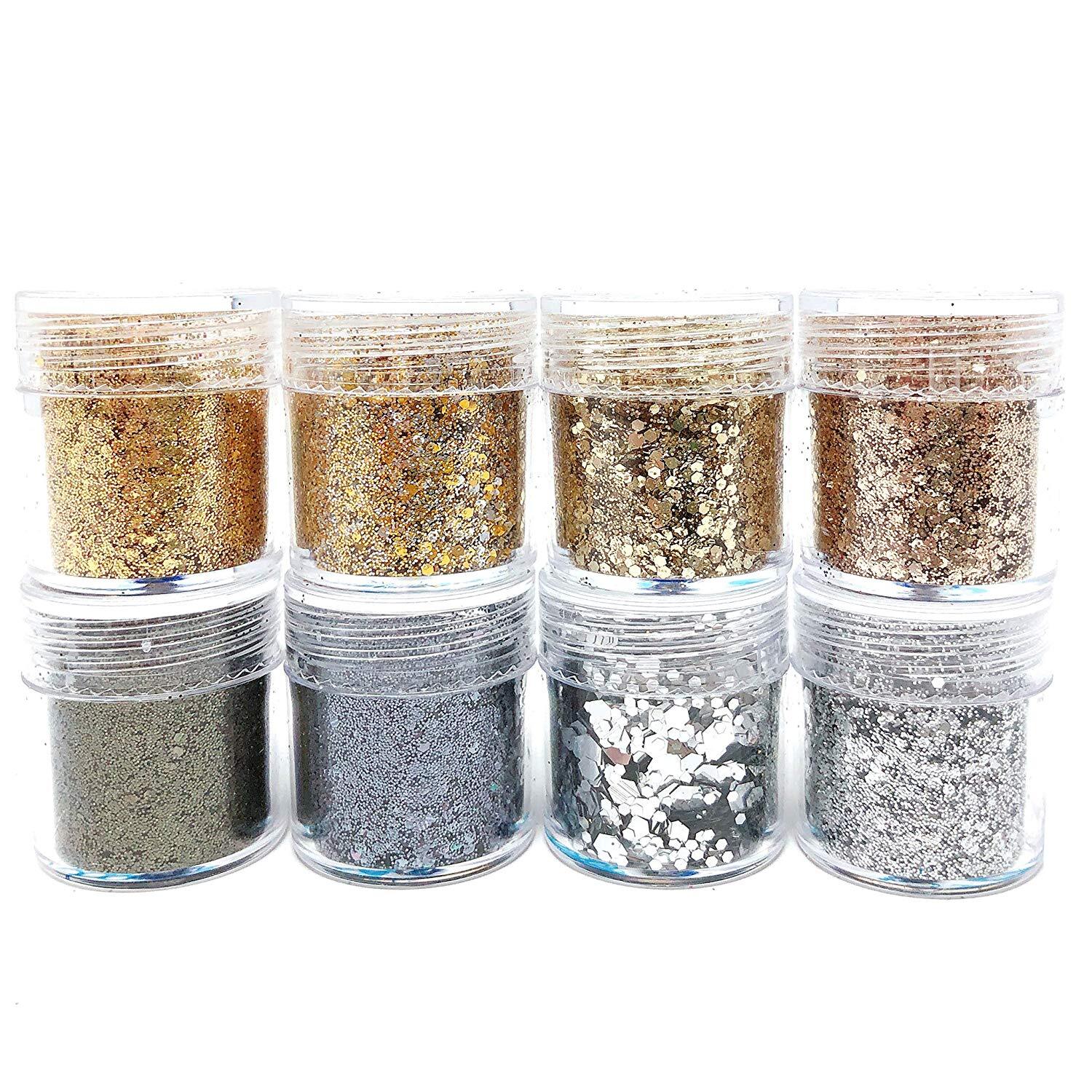 Wrapables Chunky Glitter for Hair Face Makeup Nail Art Decoration (8 Colors)