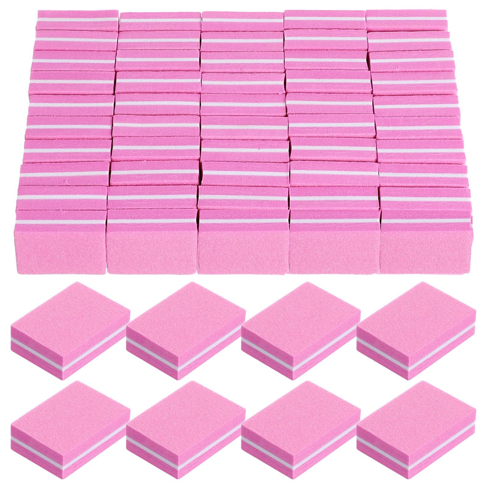 400 Pack Mini Nail Buffers – 100/180 Grit Buffing Blocks for Acrylic & Natural N