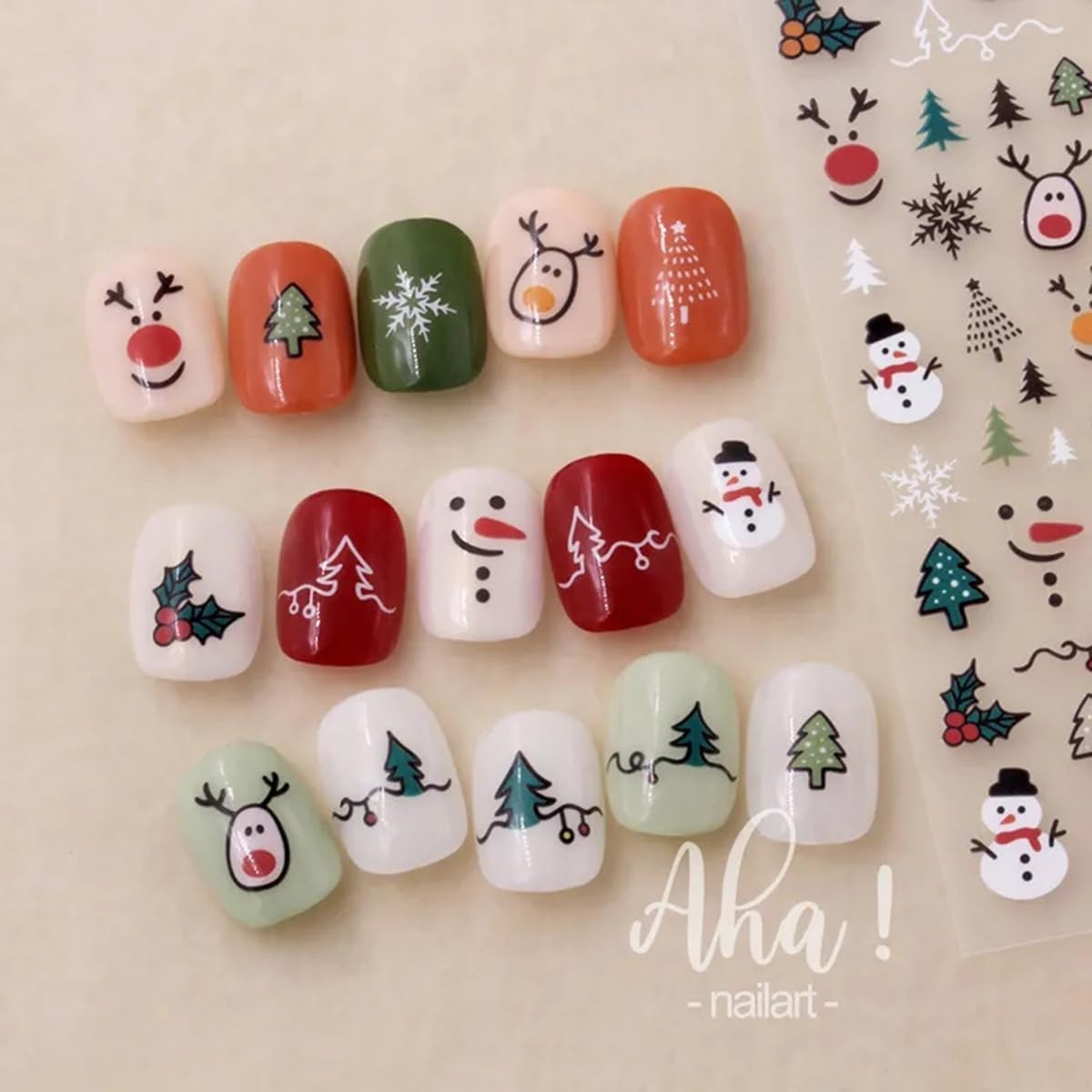 Christmas Nail Stickers Winter Snowman Snowflake Nail Art Stickers 8PCS Elk S…