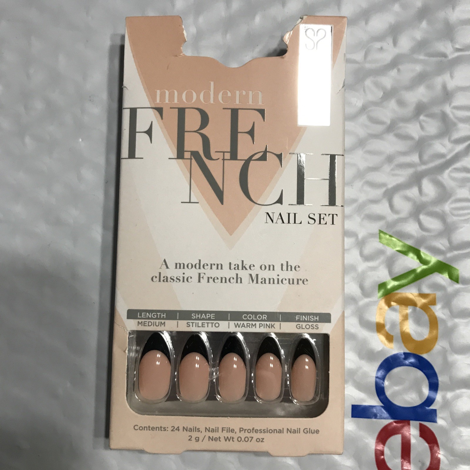 SALON PERFECT Modern French Nail Set 24 Pieces MEDIUM Length WARM PINK uns NIB