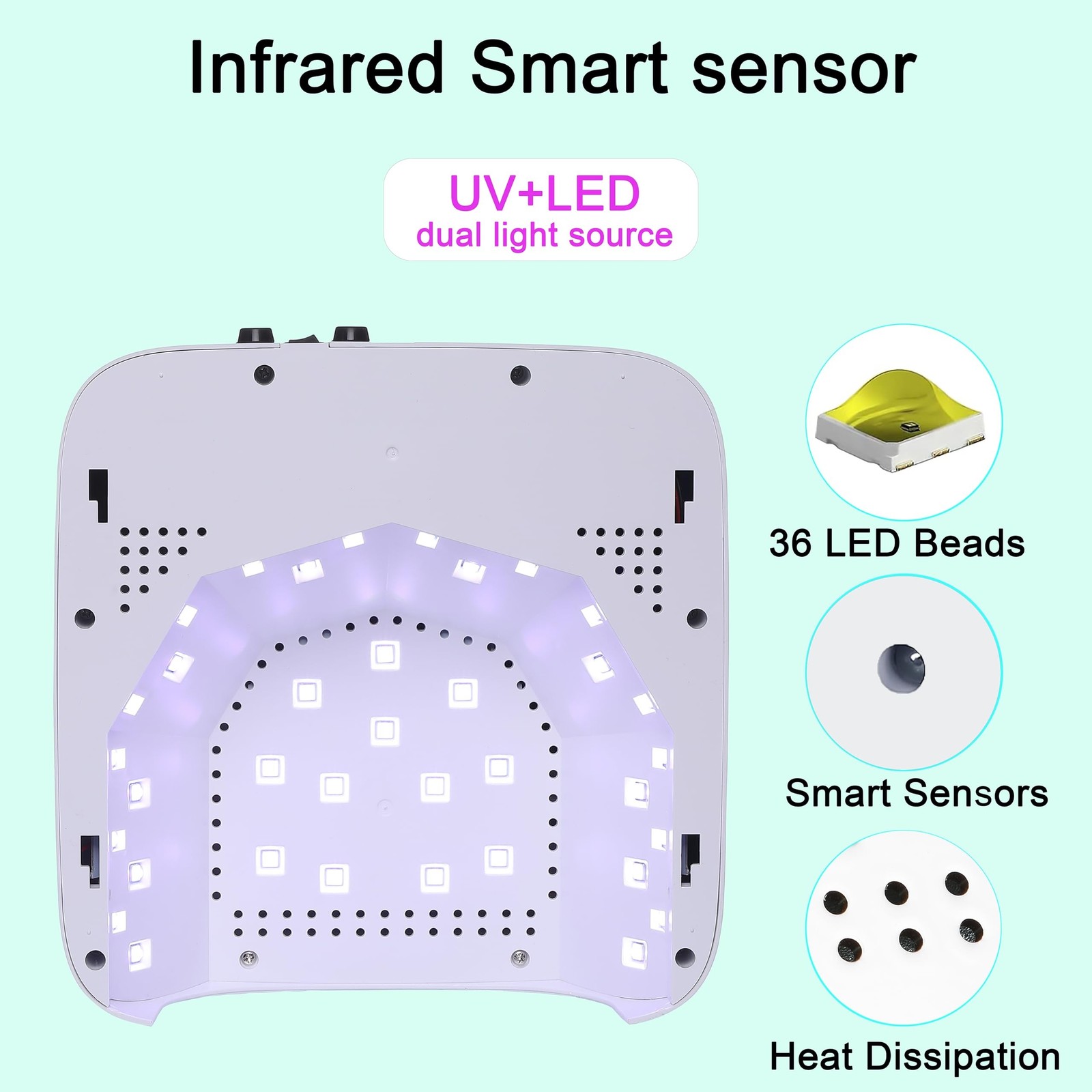 72W Cordless Led Nail Lamp, Rechargeable Nail Dryer, Portable Gel U… Fast Ship