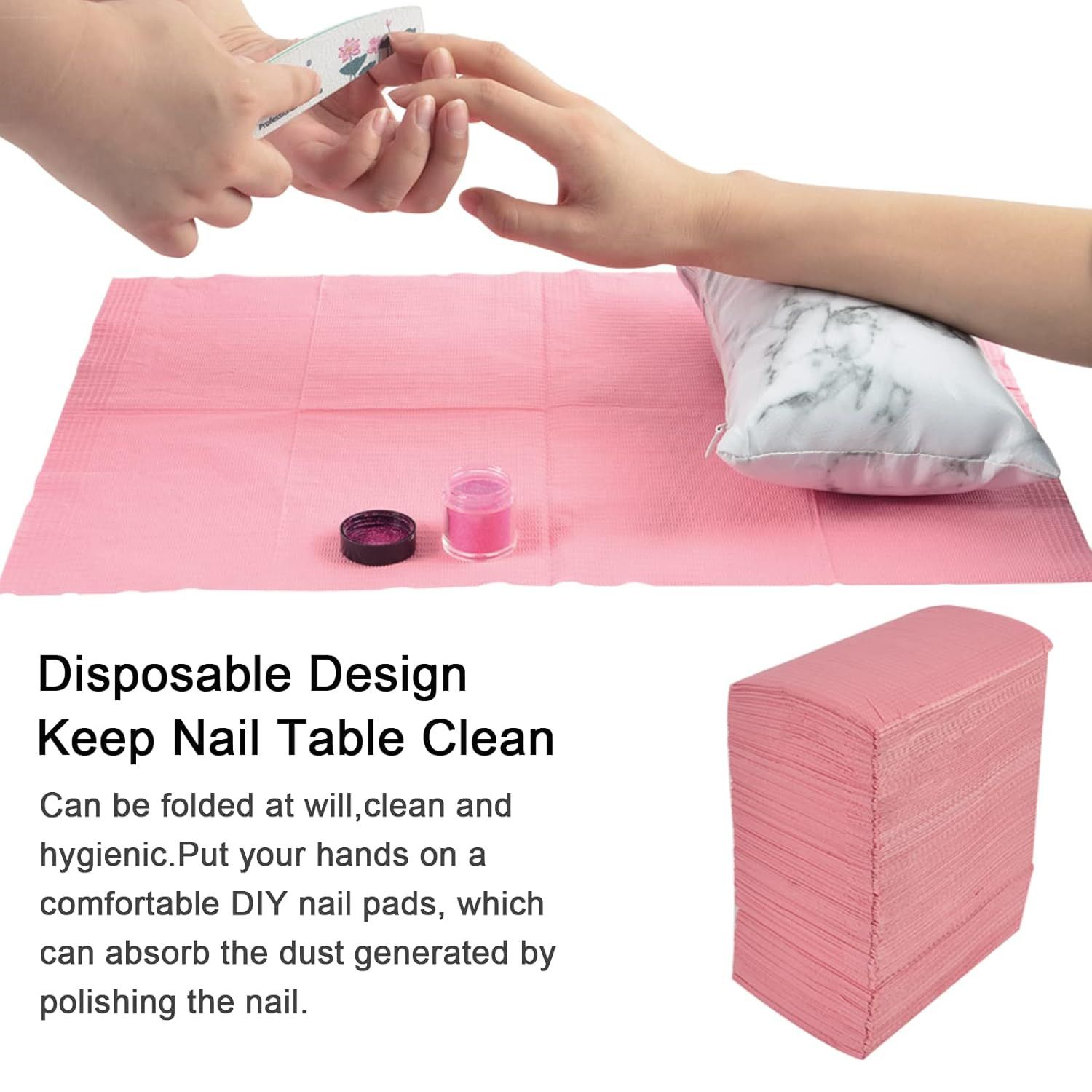 125PCS Disposable Nail Art Table Towels Mat 13″ X 17″ Waterproof 3 Ply Nail Art