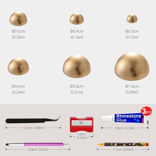 Flatback Half Round Pearls Mixed Size 3-10mm Resin Craft Beads 60g Antique Gold