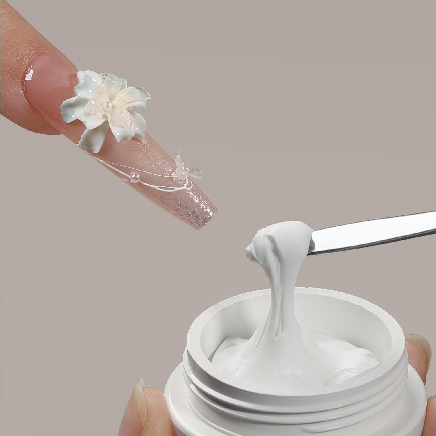 GAOY White 3D Sculpting Gel for Nail Art, 15g | Solid Nail Gelm, Non-Sticky, Har